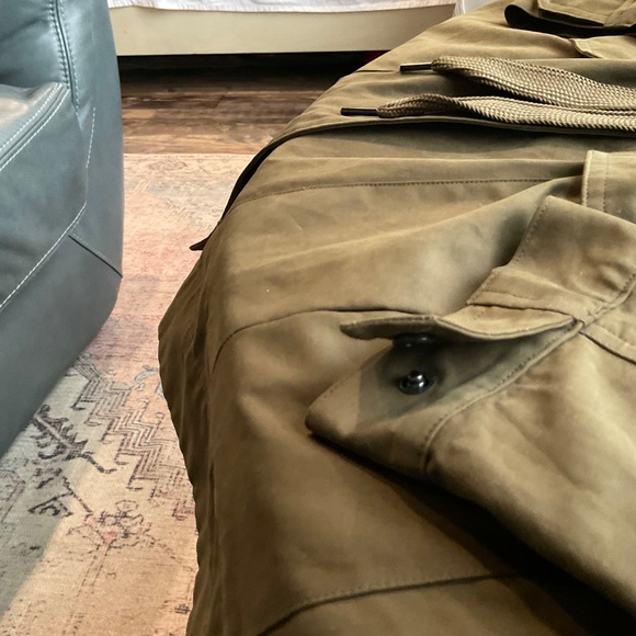 Simply Vera VeraWang Army Military Coat Jacket Feminine Ruffled Tied Waist - Picture 12 of 12